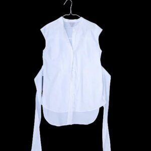 White sleeveless shirt w/waist ties